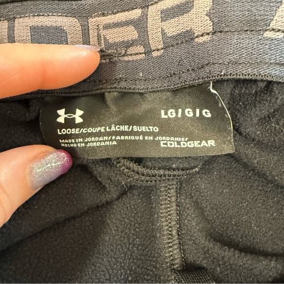 Under Armour loose cold gear Black Lounge Pants size large has pockets - Picture 5 of 7